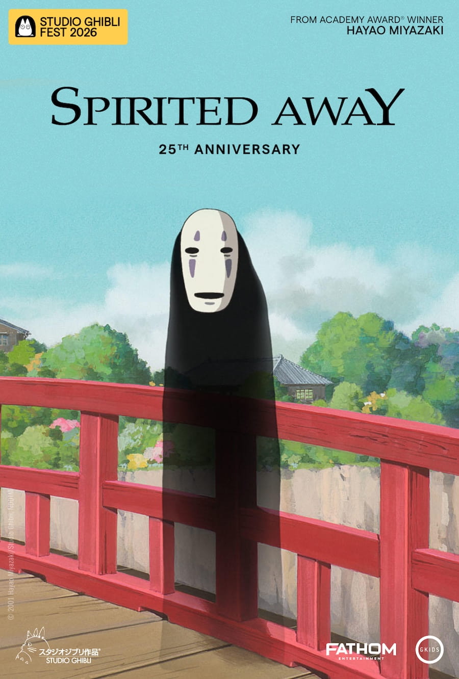 Official GKIDS 25th-anniversary Spirited Away poster featuring No-Face